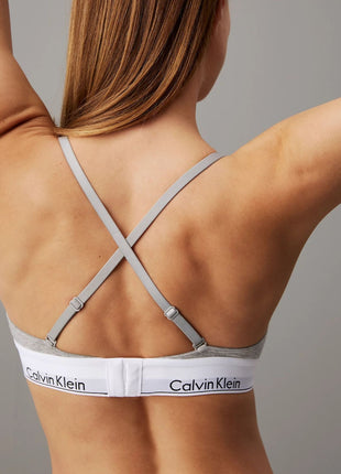Calvin Klein bh topje modern cotton unlined triangle bra grey heather dames 000QF1061E-020 Calvin Klein brassière modern cotton unlined triangle bra grey heather femmes