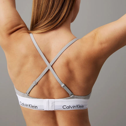Calvin Klein bh topje modern cotton unlined triangle bra grey heather dames 000QF1061E-020 Calvin Klein brassière modern cotton unlined triangle bra grey heather femmes