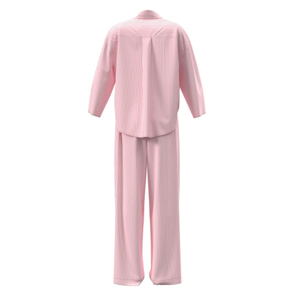 Calvin Klein pyjama lange broek cotton poplin pant set sera stripe cradle pink dames LV00QS7637-31F Calvin Klein pyjama pantalon long cotton poplin pant set sera stripe cradle pink femmes