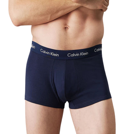 Calvin Klein short 3 pack cotton stretch low rise trunks black / cobalt water / blue shadow heren 0000U2664G-4KU Calvin Klein boxer 3 pack cotton stretch low rise trunks black / cobalt water / blue shadow hommes