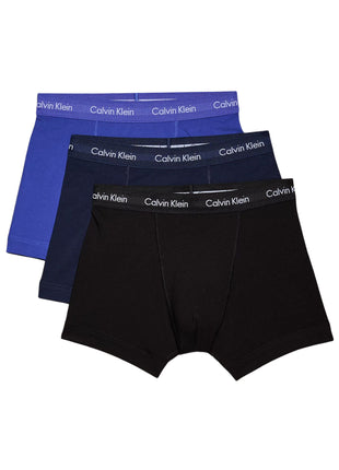 Calvin Klein short 3 pack cotton stretch trunks black / cobalt water / blue shadow heren 0000U2662G-4KU Calvin Klein boxer 3 pack cotton stretch trunks black / cobalt water / blue shadow hommes
