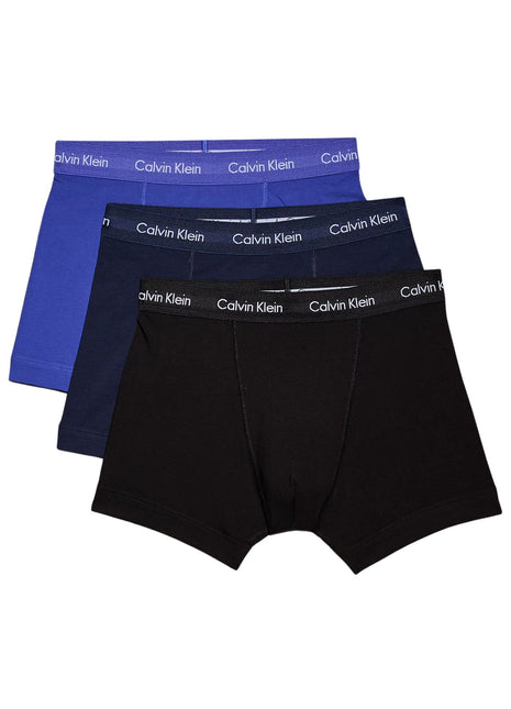Calvin Klein short 3 pack cotton stretch trunks black / cobalt water / blue shadow heren 0000U2662G-4KU Calvin Klein boxer 3 pack cotton stretch trunks black / cobalt water / blue shadow hommes