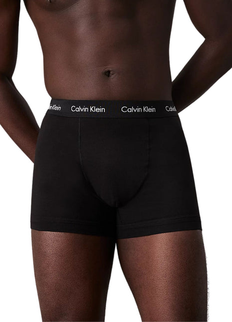 Calvin Klein short 3 pack cotton stretch trunks black / cobalt water / blue shadow heren 0000U2662G-4KU Calvin Klein boxer 3 pack cotton stretch trunks black / cobalt water / blue shadow hommes