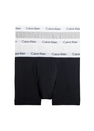 Calvin Klein short 3 pack cotton stretch trunks black / grey heather / white heren 0000U2662G-998 Calvin Klein boxer 3 pack cotton stretch trunks black / grey heather / white hommes