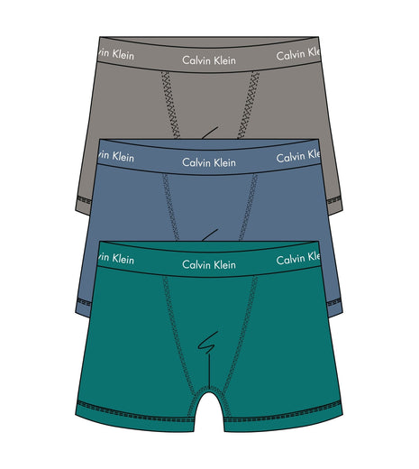 Calvin Klein short 3 pack cotton stretch trunks driftwood / moonlight blue / fanfare heren 0000U2662G-8DF Calvin Klein boxer lot de 3 cotton stretch trunks driftwood / moonlight blue / fanfare hommes
