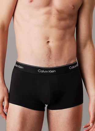 Calvin Klein short 3 pack icon cotton stretch low rise trunks black heren LV00NB4389-TM6 Calvin Klein boxer lot de 3 icon cotton stretch low rise trunks black hommes