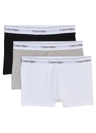 Calvin Klein short 3 pack icon cotton stretch trunks grey heather / white / black heren LV00NB4392-MP1 Calvin Klein boxer lot de 3 icon cotton stretch trunks grey heather / white / black hommes