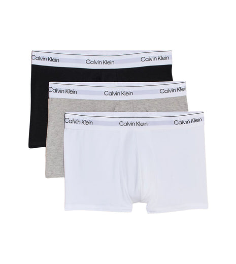 Calvin Klein short 3 pack icon cotton stretch trunks grey heather / white / black heren LV00NB4392-MP1 Calvin Klein boxer lot de 3 icon cotton stretch trunks grey heather / white / black hommes