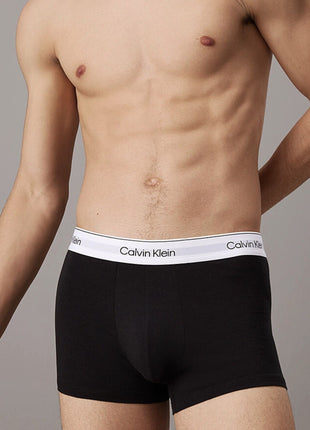 Calvin Klein short 3 pack icon cotton stretch trunks grey heather / white / black heren LV00NB4392-MP1 Calvin Klein boxer lot de 3 icon cotton stretch trunks grey heather / white / black hommes
