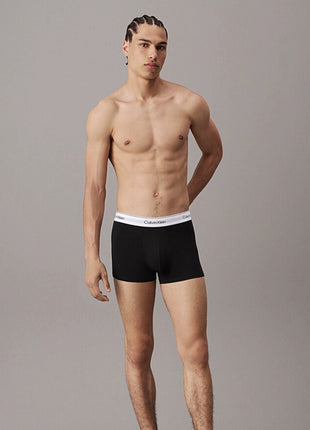 Calvin Klein short 3 pack icon cotton stretch trunks grey heather / white / black heren LV00NB4392-MP1 Calvin Klein boxer lot de 3 icon cotton stretch trunks grey heather / white / black hommes