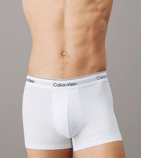 Calvin Klein short 3 pack icon cotton stretch trunks grey heather / white / black heren LV00NB4392-MP1 Calvin Klein boxer lot de 3 icon cotton stretch trunks grey heather / white / black hommes