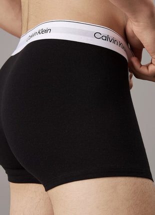 Calvin Klein short 3 pack icon cotton stretch trunks grey heather / white / black heren LV00NB4392-MP1 Calvin Klein boxer lot de 3 icon cotton stretch trunks grey heather / white / black hommes