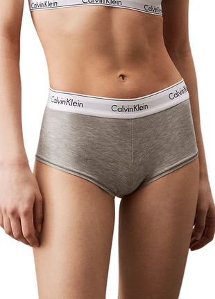 Calvin Klein short modern cotton high waisted boxers grey heather dames 0000F3788E-020 Calvin Klein shorty modern cotton high waisted boxers grey heather femmes