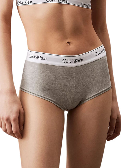 Calvin Klein short modern cotton high waisted boxers grey heather dames 0000F3788E-020 Calvin Klein shorty modern cotton high waisted boxers grey heather femmes