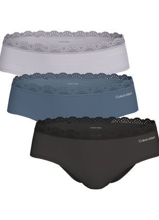 Calvin Klein slip 3 pack microfiber stretch hipster briefs black / blue tulip / frosty lilac dames LV00QD5302-3FD Calvin Klein slip lot de 3 microfiber stretch hipster briefs black / blue tulip / frosty lilac femmes
