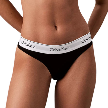 Calvin Klein string icon cotton modal black dames 0000F3786E-001 Calvin Klein string icon cotton modal black femmes