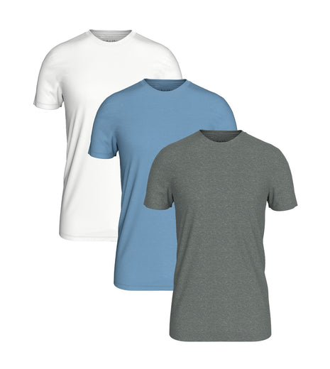 Calvin Klein t-shirt ronde hals 3 pack crew neck shirt white / gulf blue / grey heather heren LV00NB4051-N0O Calvin Klein t-shirt col rond lot de 3 crew neck shirt white / gulf blue / grey heather hommes