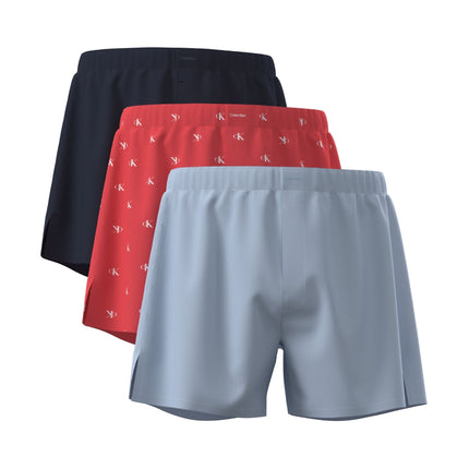 Calvin klein wijde boxershort 3 pack boxers trad shoreline / punch pink / blue heren 000NB4006A-YMA Calvin klein caleçon lot de 3 boxers trad shoreline / punch pink / blue hommes
