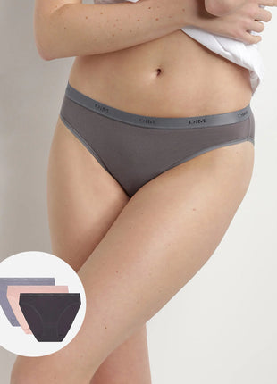 Dim slip lot de 3 Ecodim cotton stretch taupe/rose/gris femmes