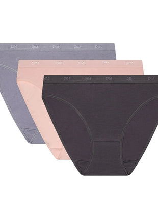 Dim slip lot de 3 Ecodim cotton stretch taupe/rose/gris femmes