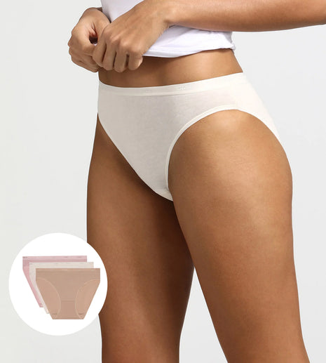 Dim slip 3 pack Ecodim cotton stretch peau/rose/nacre dames