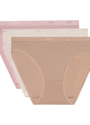 Dim slip 3 pack Ecodim cotton stretch peau/rose/nacre dames