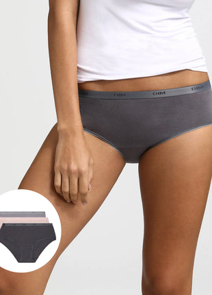 Dim short 3 pack Ecodim cotton stretch boxer taupe/rose/gris dames