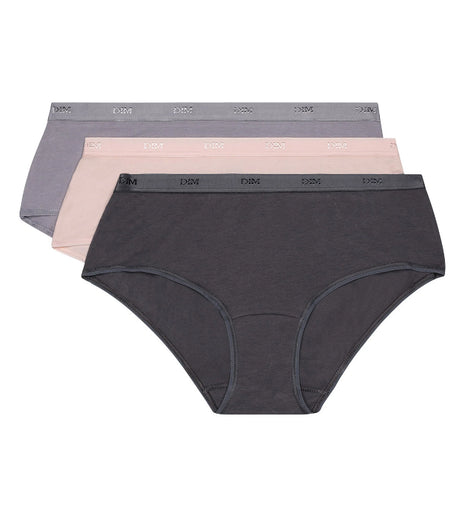 Dim shorts 3 pack Ecodim cotton stretch boxer taupe/rose/gris women