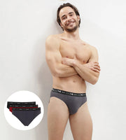 Dim slip 3 pack cotton stretch black / grey / chili red heren