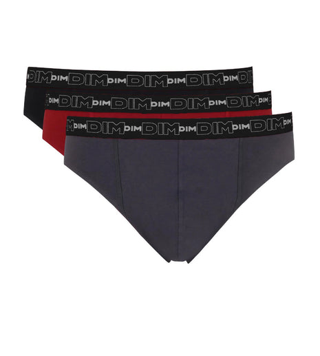 Dim slip 3 pack cotton stretch black / grey / chili red men
