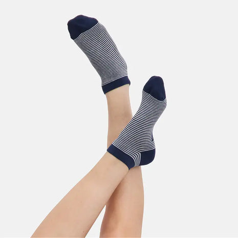 Bamboo Basics enkelsokken 3 paar knitted sneaker socks navy stripes unisex