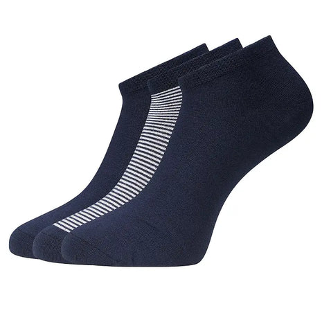 Bamboo Basics enkelsokken 3 paar knitted sneaker socks navy stripes unisex