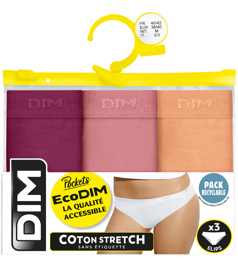Dim slip 3 pack Ecodim cotton stretch fruits des Bois dames