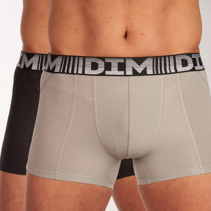 Dim short 2 pack 3d flex air boxers black / grey heren  D01N1-9LU Dim boxer lot de 2 3d flex air boxers black / grey hommes
