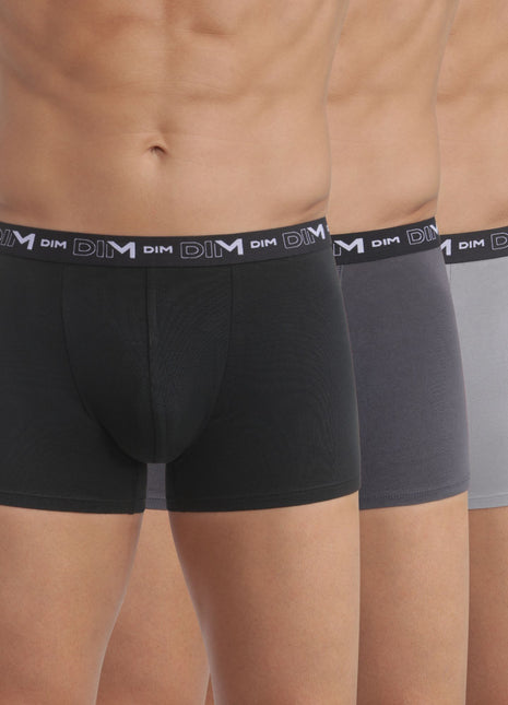 Dim short 3 pack coton stretch boxer black / dark grey / grey heren D6596-B3A Dim boxer 3 pack coton stretch boxer black / dark grey / grey hommes