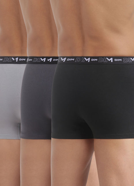 Dim short 3 pack coton stretch boxer black / dark grey / grey heren D6596-B3A Dim boxer 3 pack coton stretch boxer black / dark grey / grey hommes
