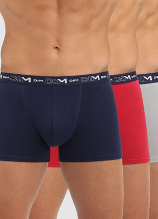 Dim short 3 pack coton stretch boxer blue / red / grey heren D6596-9LH Dim boxer 3 pack coton stretch boxer blue / red / grey hommes