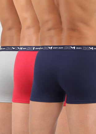 Dim short 3 pack coton stretch boxer blue / red / grey heren D6596-9LH Dim boxer 3 pack coton stretch boxer blue / red / grey hommes