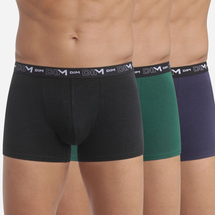 Dim short 3 pack cotton stretch boxer black / green / blue heren D6596-B39 Dim boxer 3 pack cotton stretch boxer black / green / blue hommes
