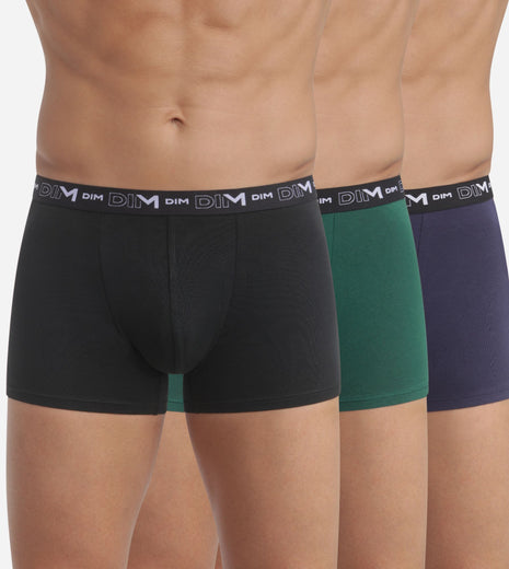 Dim short 3 pack cotton stretch boxer black / green / blue heren D6596-B39 Dim boxer 3 pack cotton stretch boxer black / green / blue hommes