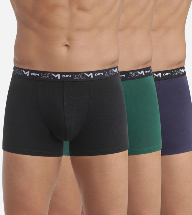 Dim short 3 pack cotton stretch boxer black / green / blue heren D6596-B39 Dim boxer 3 pack cotton stretch boxer black / green / blue hommes