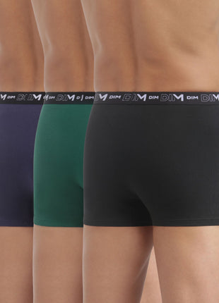 Dim short 3 pack cotton stretch boxer black / green / blue heren D6596-B39 Dim boxer 3 pack cotton stretch boxer black / green / blue hommes