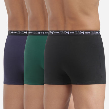 Dim short 3 pack cotton stretch boxer black / green / blue heren D6596-B39 Dim boxer 3 pack cotton stretch boxer black / green / blue hommes