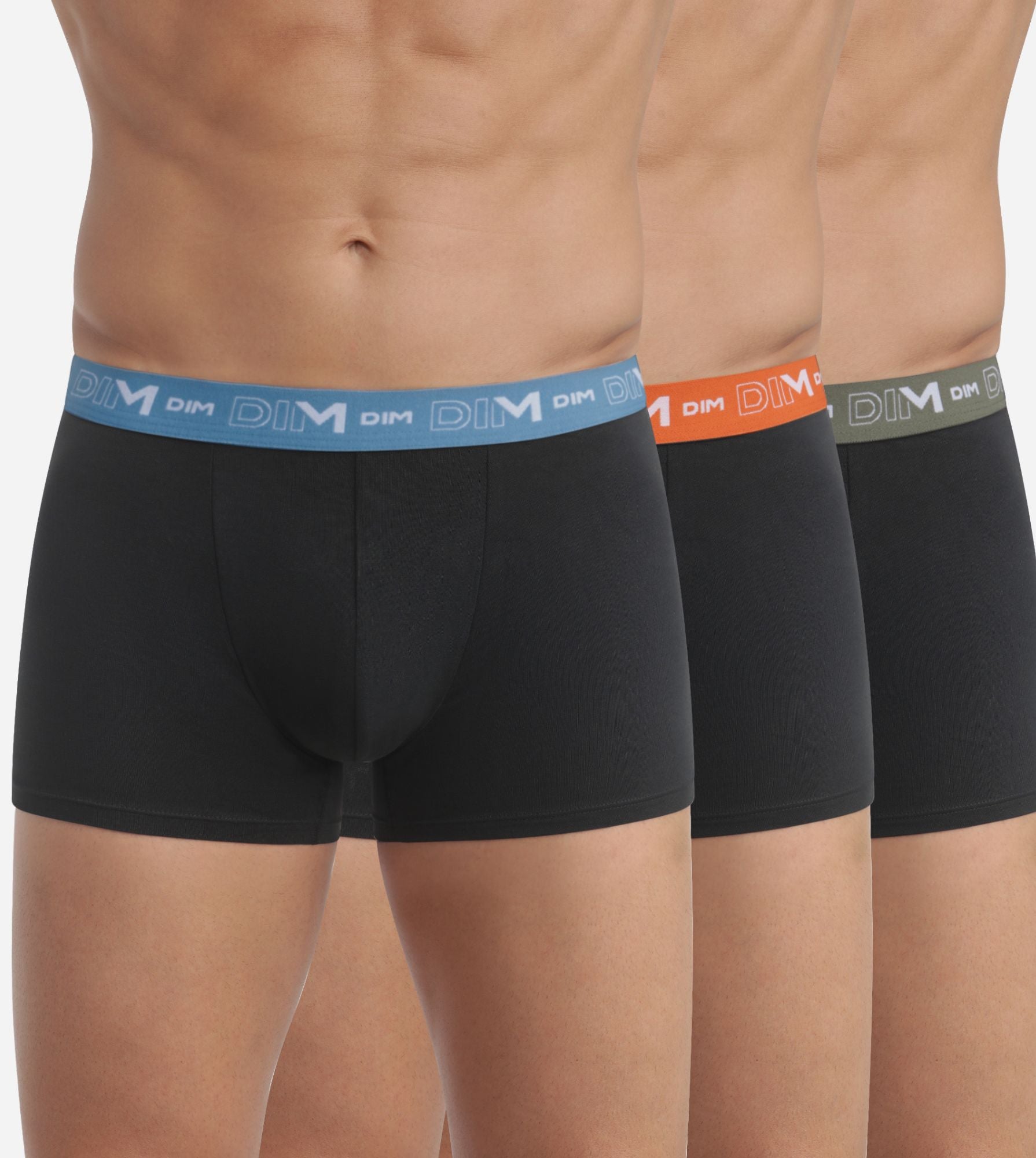 Dim short pack cotton stretch boxer black waistband blue