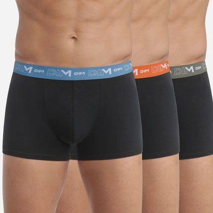 Dim short 3 pack cotton stretch boxer black waistband blue / orange / green heren D6596-B3B Dim boxer 3 pack cotton stretch boxer black waistband blue / orange / green hommes