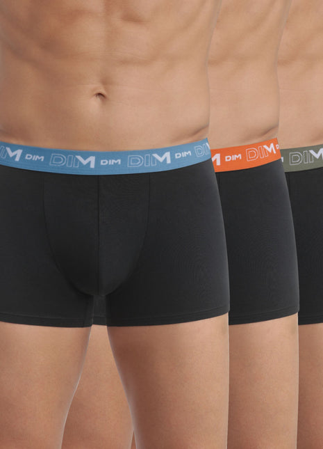 Dim short 3 pack cotton stretch boxer black waistband blue / orange / green heren D6596-B3B Dim boxer 3 pack cotton stretch boxer black waistband blue / orange / green hommes