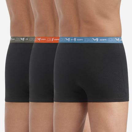 Dim short 3 pack cotton stretch boxer black waistband blue / orange / green heren D6596-B3B Dim boxer 3 pack cotton stretch boxer black waistband blue / orange / green hommes