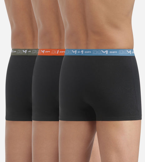 Dim short 3 pack cotton stretch boxer black waistband blue / orange / green heren D6596-B3B Dim boxer 3 pack cotton stretch boxer black waistband blue / orange / green hommes