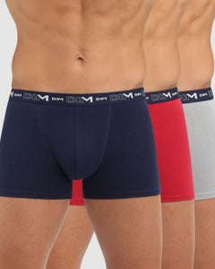 Dim short 3 pack cotton stretch boxer blue / red / grey heren D6596-9LH Dim boxer 3 pack cotton stretch boxer blue / red / grey hommes