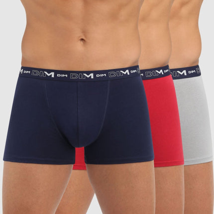 Dim short 3 pack cotton stretch boxer blue / red / grey heren D6596-9LH Dim boxer 3 pack cotton stretch boxer blue / red / grey hommes